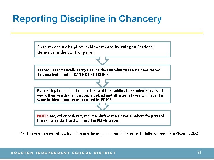 Reporting Discipline in Chancery First, record a discipline incident record by going to Student