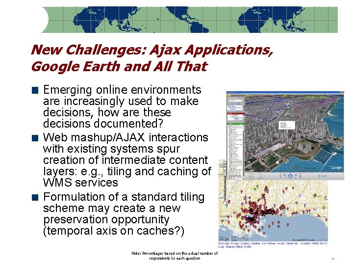 New Challenges: Ajax Applications, Google Earth and All That Emerging online environments are increasingly