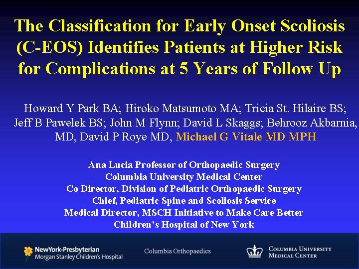 The Classification for Early Onset Scoliosis (C-EOS) Identifies Patients at Higher Risk for Complications