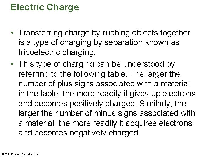 Electric Charge • Transferring charge by rubbing objects together is a type of charging