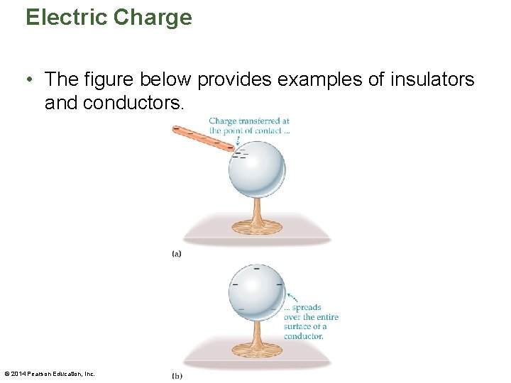 Electric Charge • The figure below provides examples of insulators and conductors. © 2014