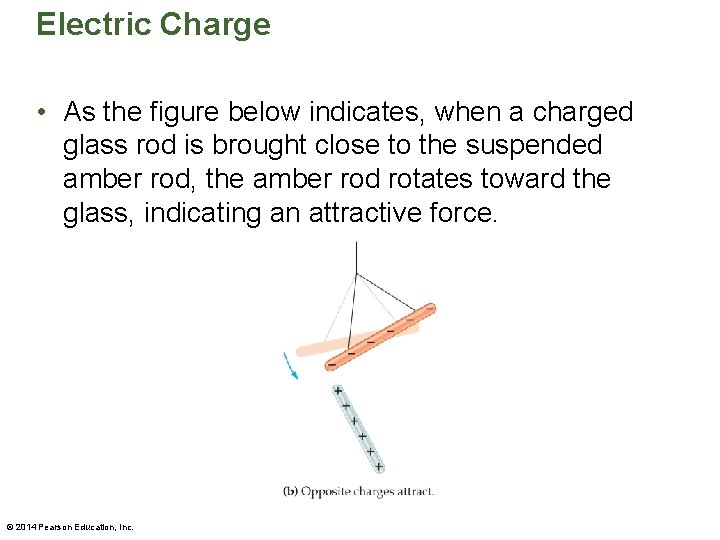 Electric Charge • As the figure below indicates, when a charged glass rod is