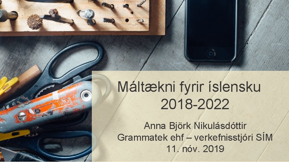 Máltækni fyrir íslensku 2018 -2022 Anna Björk Nikulásdóttir Grammatek ehf – verkefnisstjóri SÍM 11.