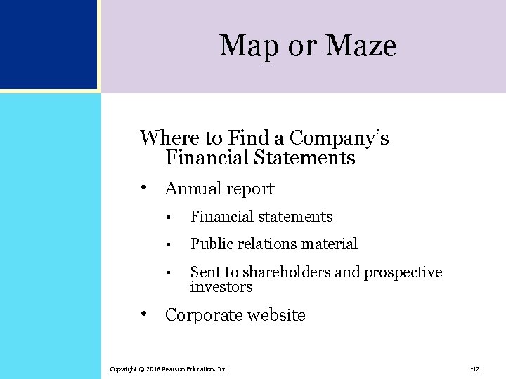 Map or Maze Where to Find a Company’s Financial Statements • Annual report §