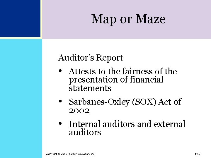 Map or Maze Auditor’s Report • Attests to the fairness of the presentation of