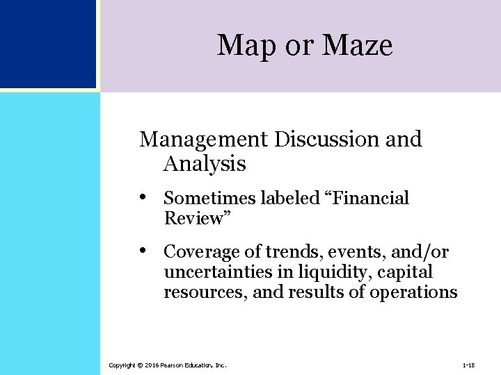 Map or Maze Management Discussion and Analysis • Sometimes labeled “Financial Review” • Coverage