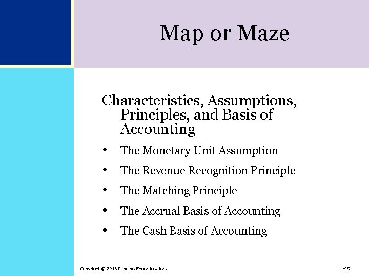 Map or Maze Characteristics, Assumptions, Principles, and Basis of Accounting • • • The
