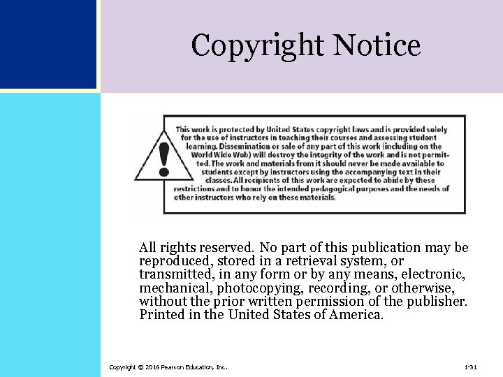 Copyright Notice All rights reserved. No part of this publication may be reproduced, stored