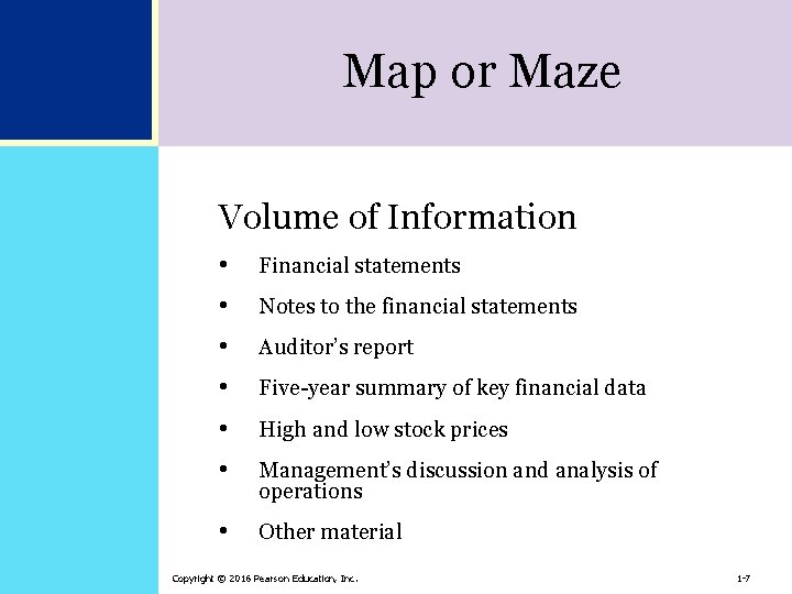 Map or Maze Volume of Information • Financial statements • Notes to the financial