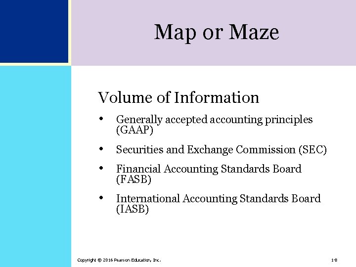 Map or Maze Volume of Information • Generally accepted accounting principles (GAAP) • Securities