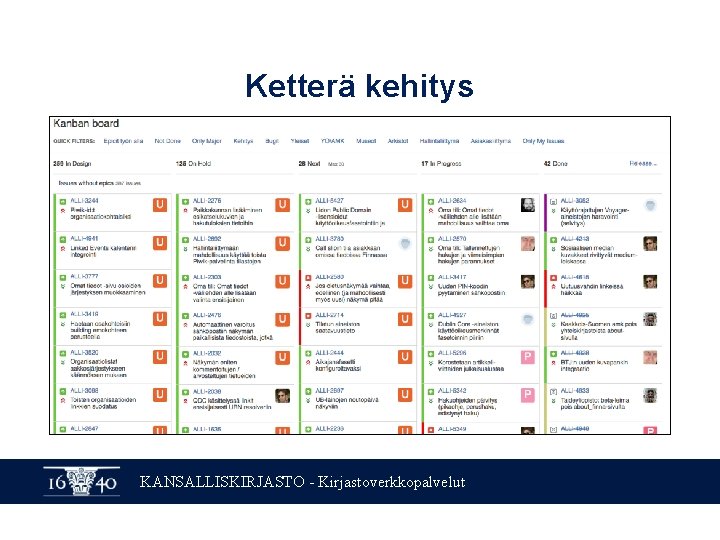 Ketterä kehitys KANSALLISKIRJASTO - Kirjastoverkkopalvelut Ketterä kehitys KANSALLISKIRJASTO - Kirjastoverkkopalvelut