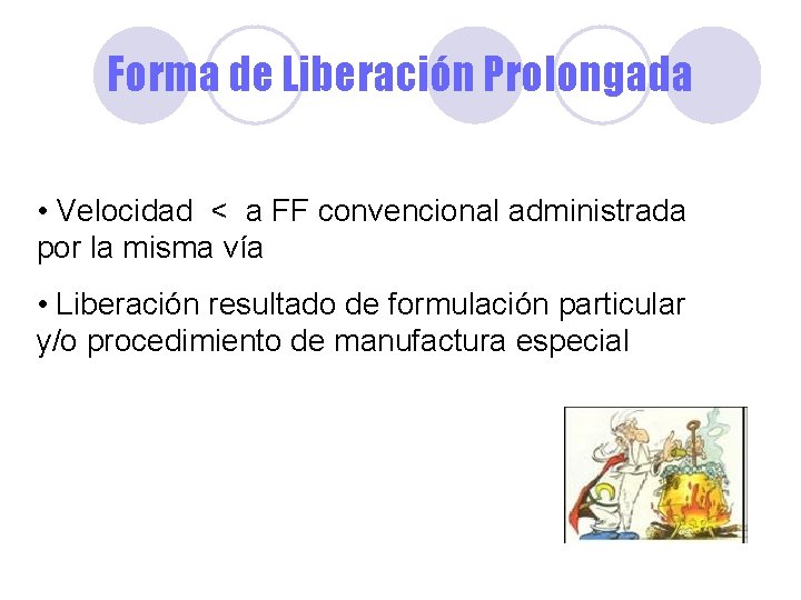 Forma de Liberación Prolongada • Velocidad < a FF convencional administrada por la misma Forma de Liberación Prolongada • Velocidad < a FF convencional administrada por la misma