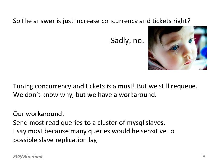 So the answer is just increase concurrency and tickets right? Sadly, no. Tuning concurrency So the answer is just increase concurrency and tickets right? Sadly, no. Tuning concurrency