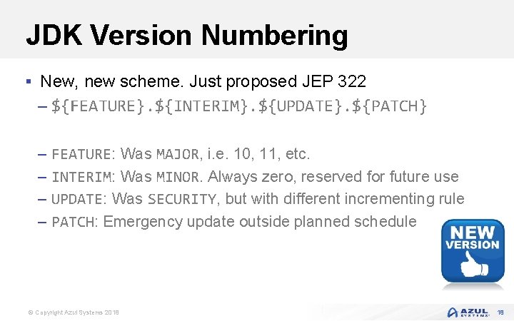 JDK Version Numbering § New, new scheme. Just proposed JEP 322 – ${FEATURE}. ${INTERIM}.