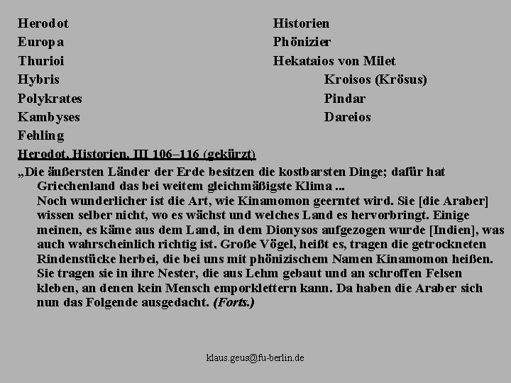 Herodot Europa Thurioi Hybris Polykrates Kambyses Fehling Historien Phönizier Hekataios von Milet Kroisos (Krösus)
