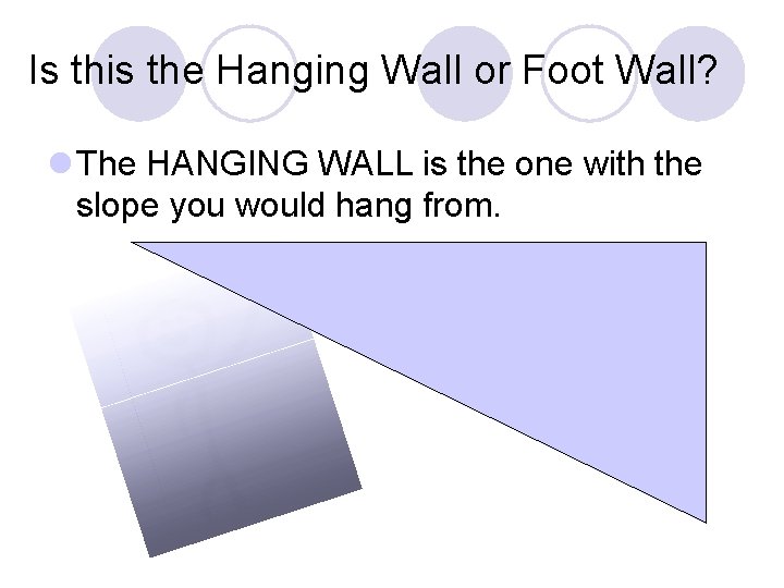 Is this the Hanging Wall or Foot Wall? l The HANGING WALL is the