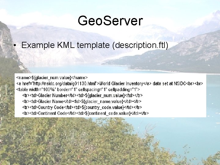 Geoserver Maps Examples Mapping Glacier Data and Photographs via Geo Server