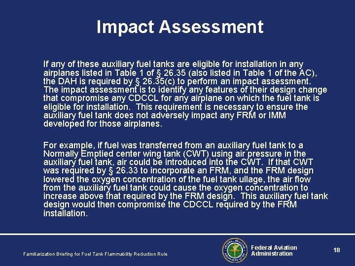 Impact Assessment If any of these auxiliary fuel tanks are eligible for installation in Impact Assessment If any of these auxiliary fuel tanks are eligible for installation in