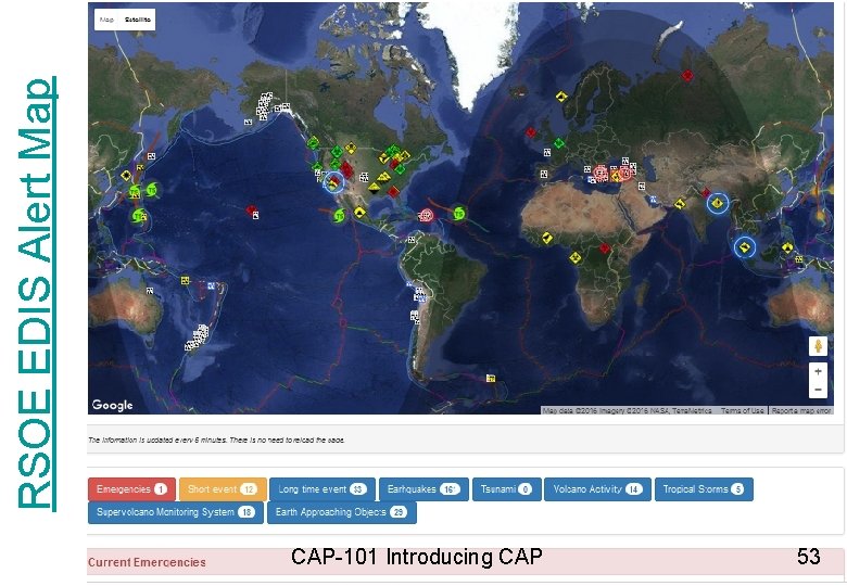 RSOE EDIS Alert Map CAP-101 Introducing CAP 53 