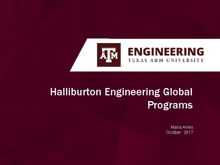 Halliburton Engineering Global Programs Maria Alves Ocotber 2017 