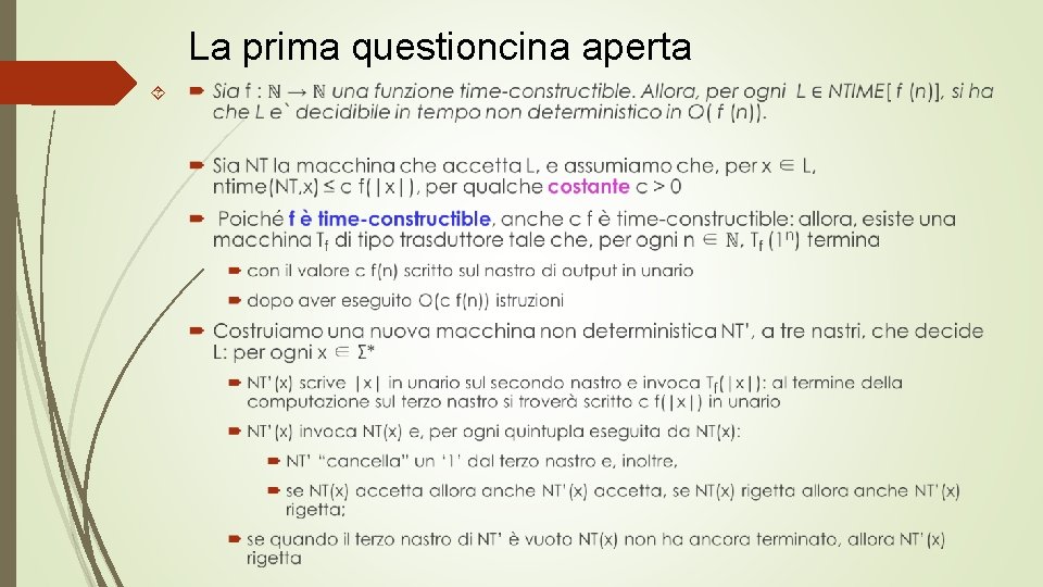 La prima questioncina aperta 