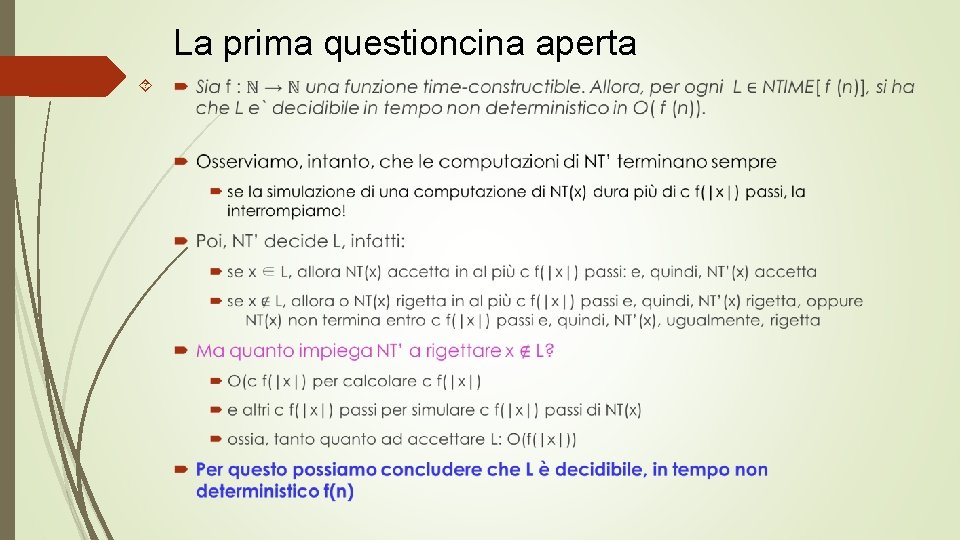 La prima questioncina aperta 