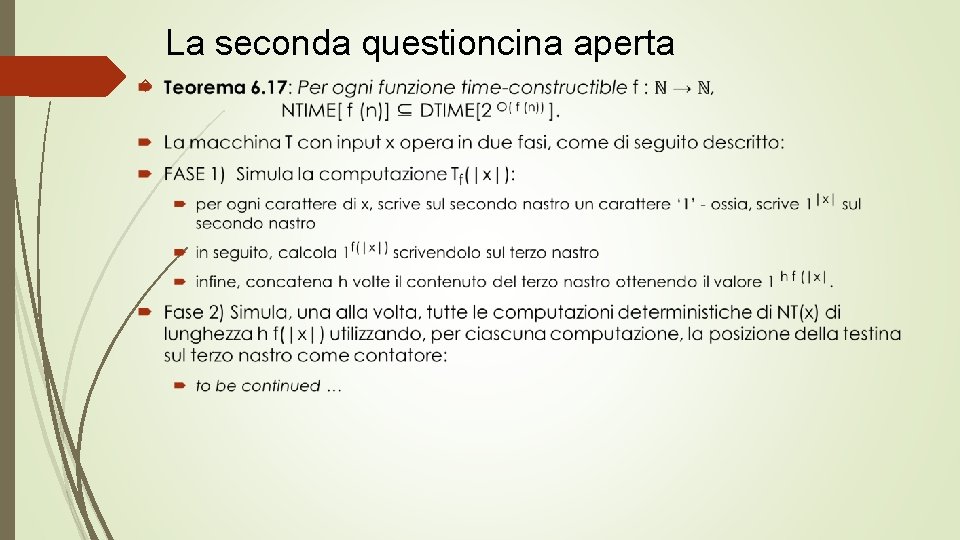 La seconda questioncina aperta 