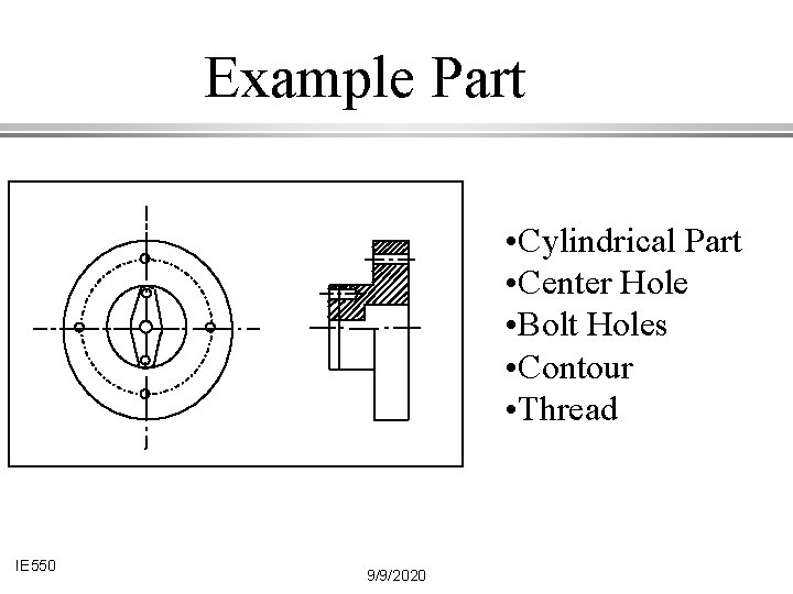 Example Part • Cylindrical Part • Center Hole • Bolt Holes • Contour •
