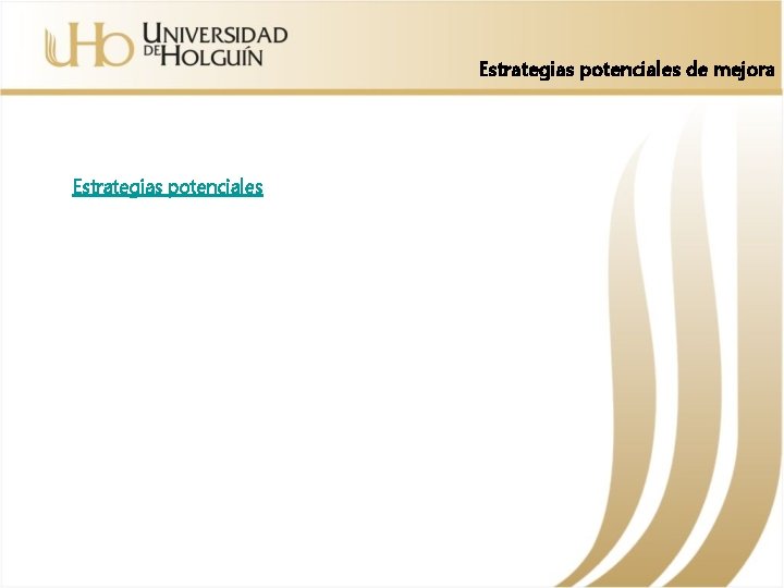 Estrategias potenciales de mejora Estrategias potenciales 