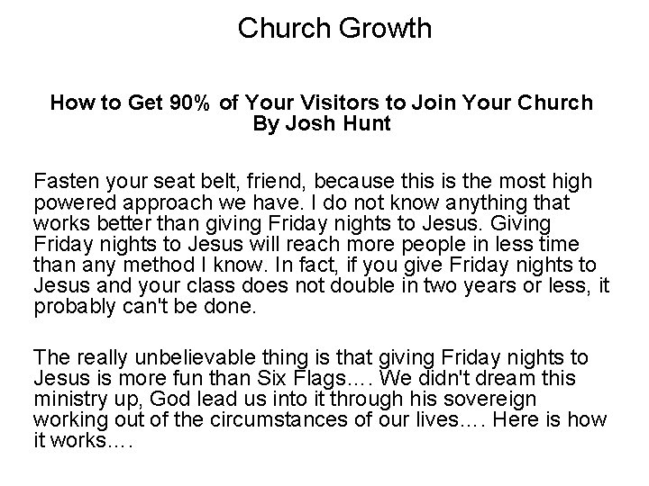 Church Growth How to Get 90% of Your Visitors to Join Your Church By