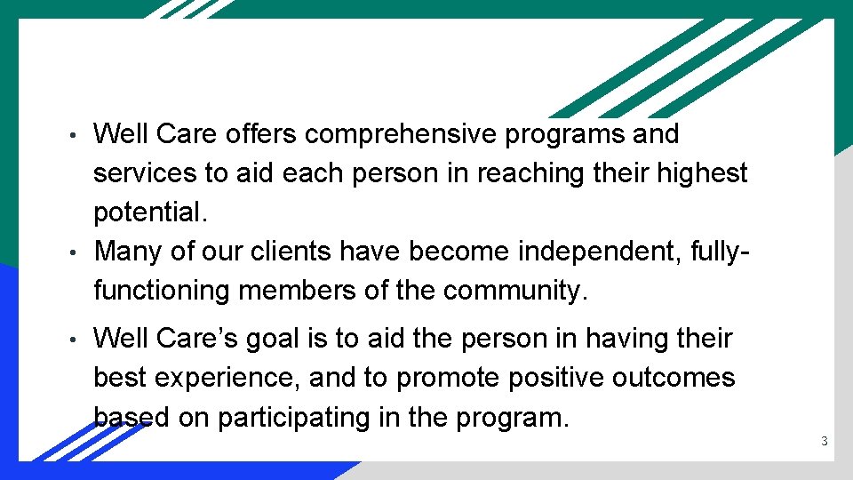Well Care offers comprehensive programs and services to aid each person in reaching their