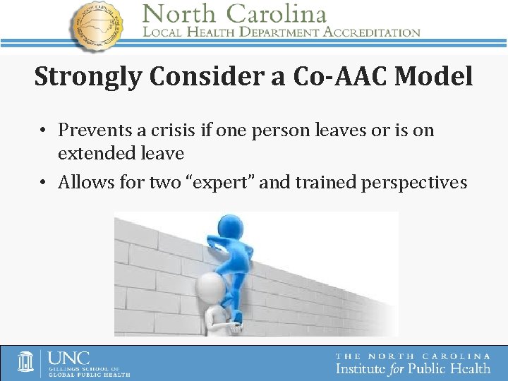 Strongly Consider a Co-AAC Model • Prevents a crisis if one person leaves or
