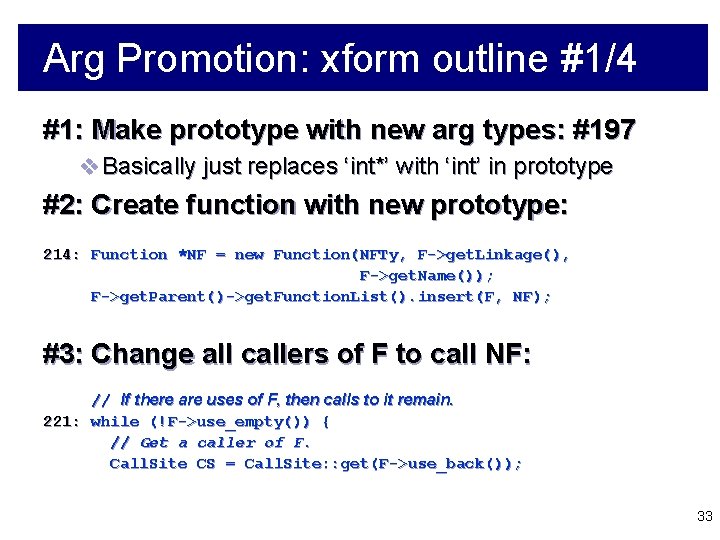 Arg Promotion: xform outline #1/4 #1: Make prototype with new arg types: #197 v