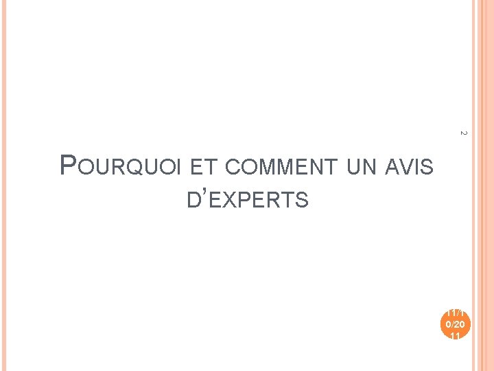 2 POURQUOI ET COMMENT UN AVIS D’EXPERTS 11/1 0/20 11 