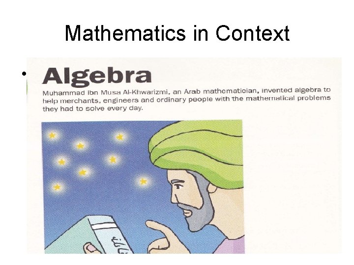 Mathematics in Context • Algebra – abstract? 