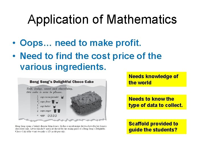 Application of Mathematics • Oops… need to make profit. • Need to find the