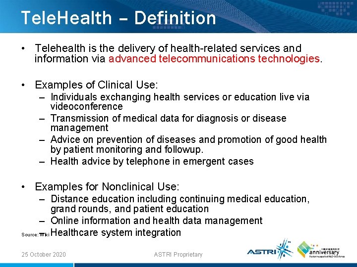 Tele. Health – Definition • Telehealth is the delivery of health-related services and information Tele. Health – Definition • Telehealth is the delivery of health-related services and information