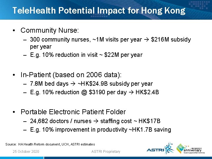 Tele. Health Potential Impact for Hong Kong • Community Nurse: – 300 community nurses, Tele. Health Potential Impact for Hong Kong • Community Nurse: – 300 community nurses,