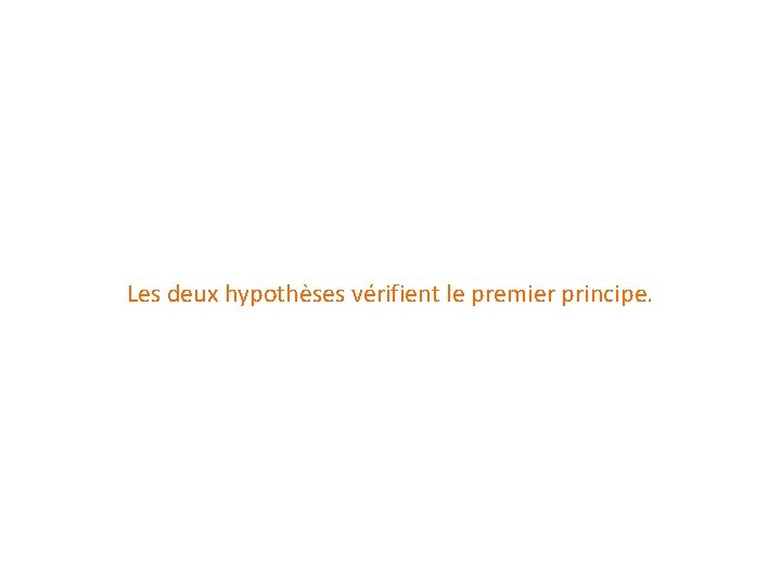 Les deux hypothèses vérifient le premier principe. 