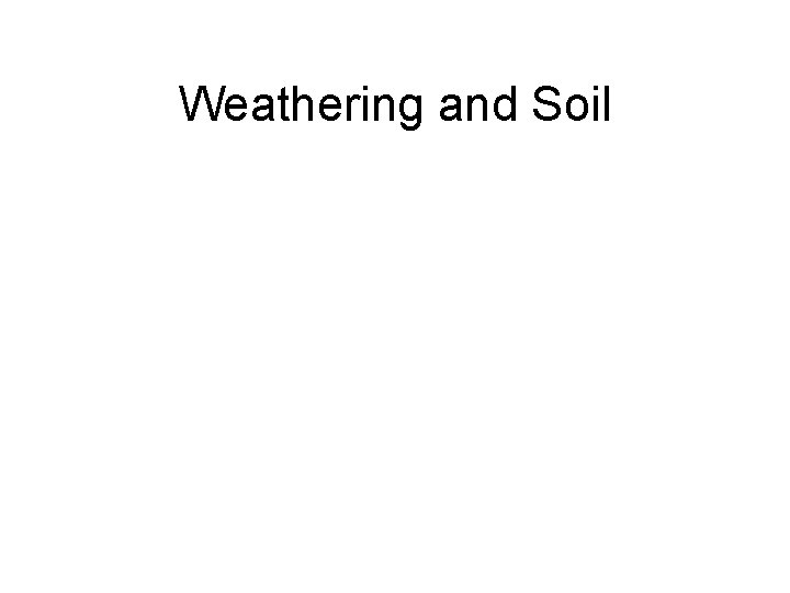 Weathering and Soil 