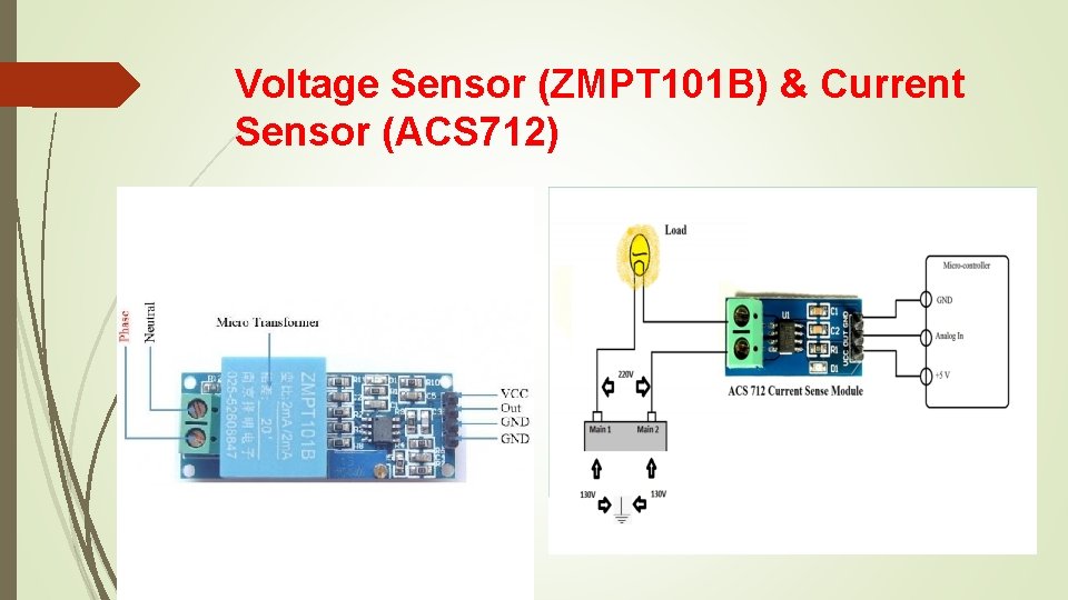 Voltage Sensor (ZMPT 101 B) & Current Sensor (ACS 712) 