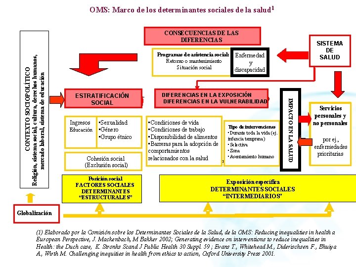 OMS: Marco de los determinantes sociales de la salud 1 SISTEMA DE DE SALUD