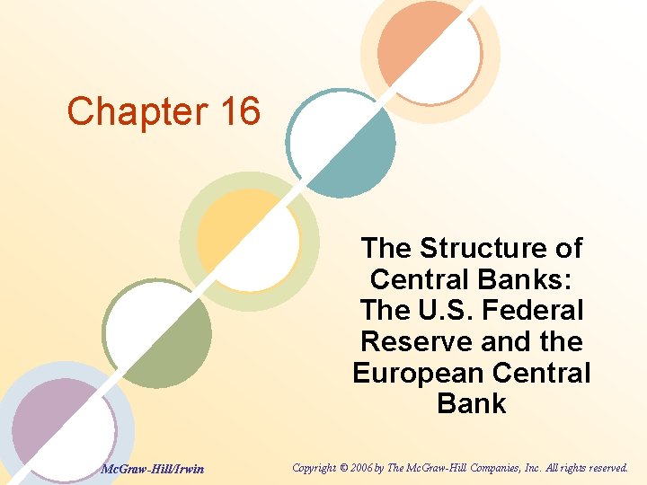 Chapter 16 The Structure of Central Banks: The U. S. Federal Reserve and the