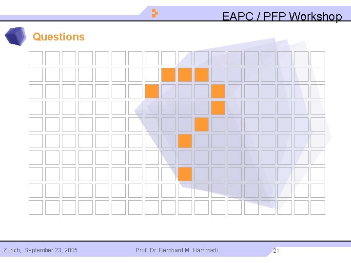 EAPC / PFP Workshop Questions Zurich, September 23, 2005 Prof. Dr. Bernhard M. Hämmerli