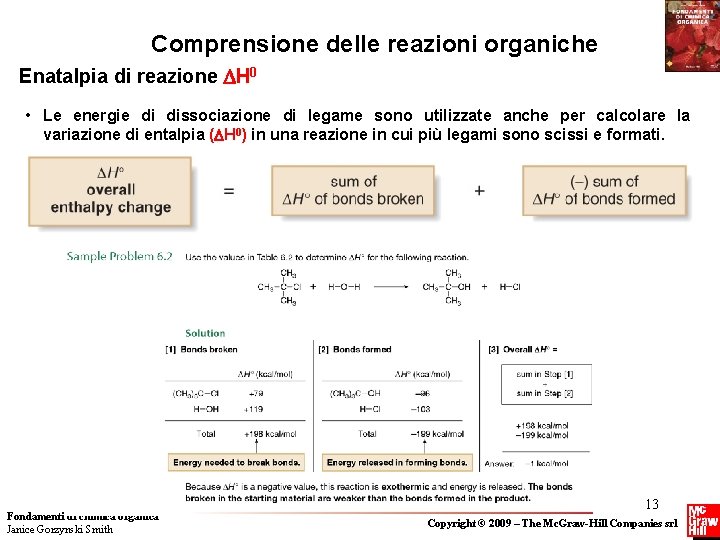 Comprensione delle reazioni organiche Enatalpia di reazione H 0 • Le energie di dissociazione