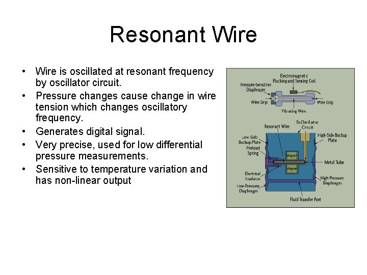 Resonant Wire • Wire is oscillated at resonant frequency by oscillator circuit. • Pressure