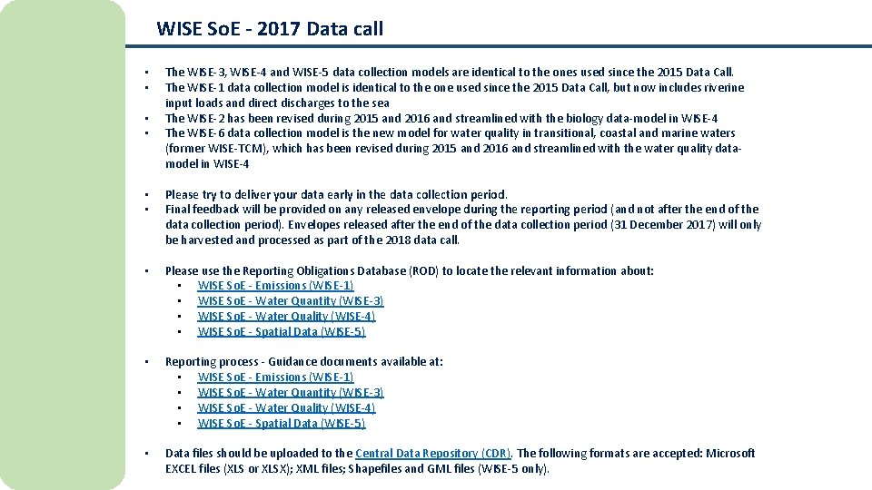 WISE So. E - 2017 Data call • • The WISE-3, WISE-4 and WISE-5