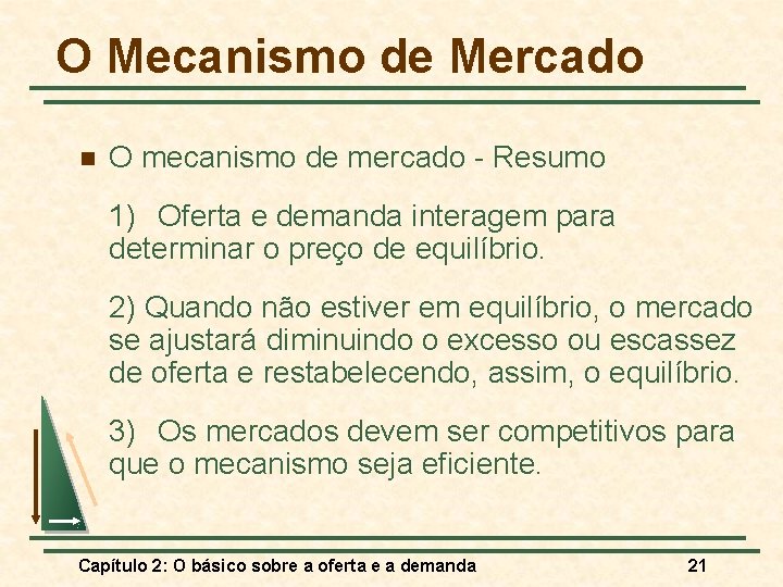 O Mecanismo de Mercado n O mecanismo de mercado - Resumo 1) Oferta e
