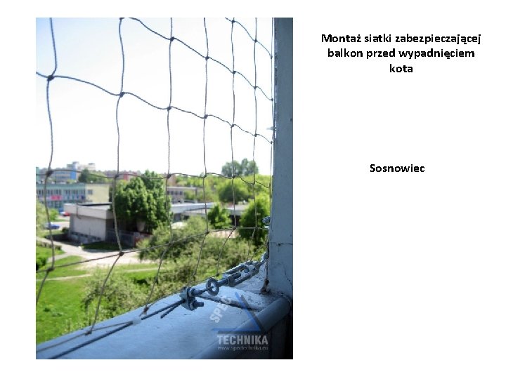 Montaż siatki zabezpieczającej balkon przed wypadnięciem kota Sosnowiec 