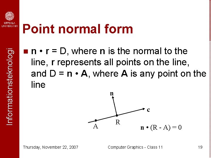 Informationsteknologi Point normal form n n • r = D, where n is the